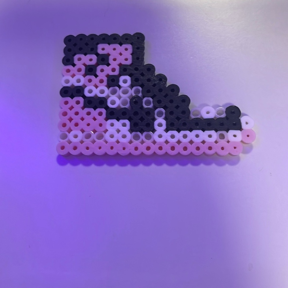 Beaded Art Piece - Black, Pink, and White